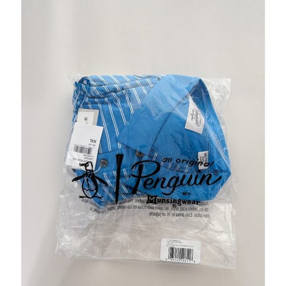 Penguin Mens Striped Polo Shirt Short Sleeve Size 2XL Cloisonne Blue Golf NWT - Picture 9 of 10